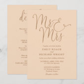 Invitation Tout En Un M. Et Mme Chic Soft Peach Mariage (Devant / Derrière)