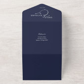 Invitation Tout En Un M. Et Mme Code QR moderne Marine Mariage bleu (Dehors)