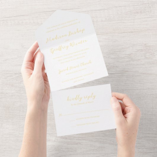 Invitation Tout En Un Madison Beurre Jaune Mariage élégant (Déchirure)