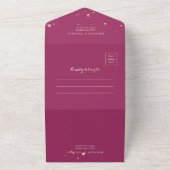 Invitation Tout En Un Magenta et Mariage or avec QR Code RSVP (Dehors)