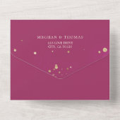 Invitation Tout En Un Magenta et Mariage or avec QR Code RSVP (Verso)