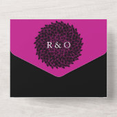 Invitation Tout en Un Magenta et Noir (Verso)