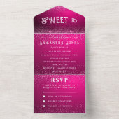 Invitation Tout En Un Magenta Fuchsia Parties scintillant étincelle Mode (À l'intérieur)