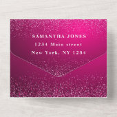 Invitation Tout En Un Magenta Fuchsia Parties scintillant étincelle Mode (Verso)