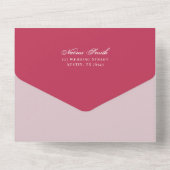 Invitation Tout En Un Magenta | Mariage de superposition brossé (Verso)