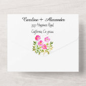 Invitation Tout En Un Magenta Rose Fuchsia Moderne Bold Élégant Floral A (Verso)