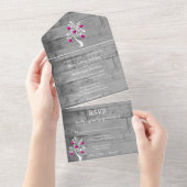 Invitation Tout En Un Magenta Tree of Hearts All in One Wedding Invitati (Déchirure)