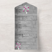 Invitation Tout En Un Magenta Tree of Hearts All in One Wedding Invitati (À l'intérieur)