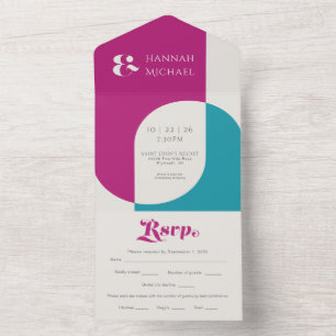 Invitation Tout En Un Magenta Vintage simple en gras