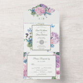 Invitation Tout En Un Magnifique Mariage floral Hydrangea peint à la mai (À l'intérieur)