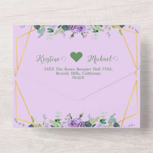 Invitation Tout En Un Magnifique Vignoble Lilac tout en un mariage Invit (Verso)