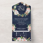 Invitation Tout En Un Magnolia Blush Rose Floral Wreath Mariage de la ma (À l'intérieur)