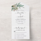 Invitation Tout En Un Magnolia Eucalyptus Verdure Mariage élégant RSVP (À l'intérieur)