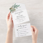 Invitation Tout En Un Magnolia Eucalyptus Verdure Mariage élégant RSVP (Déchirure)