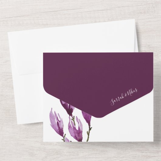 Invitation Tout En Un Magnolia Pastel Violet Violet Palette Aquarelle (Verso)