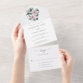 Invitation Tout En Un Magnolia rose minimal Floral Mariage élégant (Déchirure)