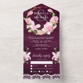 Invitation Tout En Un Magnolia rose Plum Plum Plum violet Mariage (À l'intérieur)