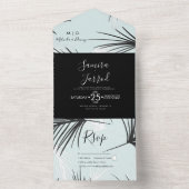 Invitation Tout En Un Main Mariage Tropical Palm tirée (À l'intérieur)