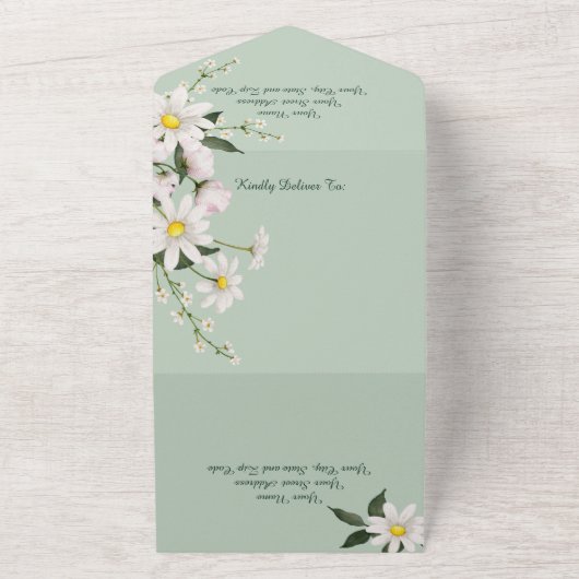 Invitation Tout En Un Maisées simples sur Sage Green (Dehors)