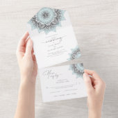 Invitation Tout En Un Mandala Lace Rev Mariage Lt. Blue ID968 (Déchirure)