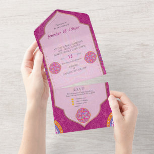 Invitation Tout En Un Mandala mix in Cerise Pink Blues & Orange