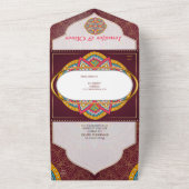 Invitation Tout En Un Mandalas sur un arrière - plan Maroon (Dehors)