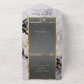 Invitation Tout En Un Marble & Grey, Gold Frame, Silver Heart (Dehors)