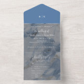 Invitation Tout En Un marbre bleu marine élégant (À l'intérieur)