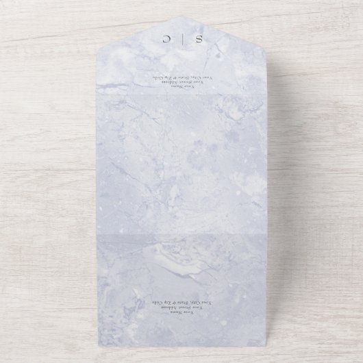 Invitation Tout En Un Marbre bleu moderne Code QR minimal (Dehors)