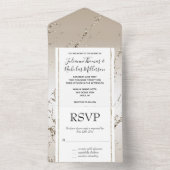 Invitation Tout En Un Marbre brillant or chic (À l'intérieur)