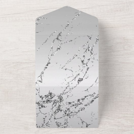 Invitation Tout En Un Marbre brillant Parties scintillant argentée (Dehors)