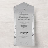 Invitation Tout En Un Marbre brillant Parties scintillant argentée (À l'intérieur)
