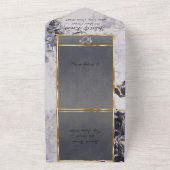 Invitation Tout En Un Marbre élégant, Gris avec cadre Feuille or (Dehors)