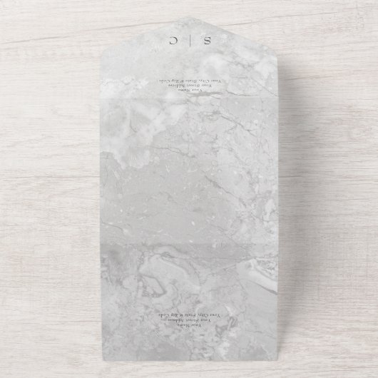 Invitation Tout En Un Marbre gris moderne Code QR minimal (Dehors)