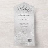 Invitation Tout En Un Marbre gris moderne Code QR minimal (À l'intérieur)