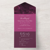 Invitation Tout En Un marbre romantique rose élégant (À l'intérieur)