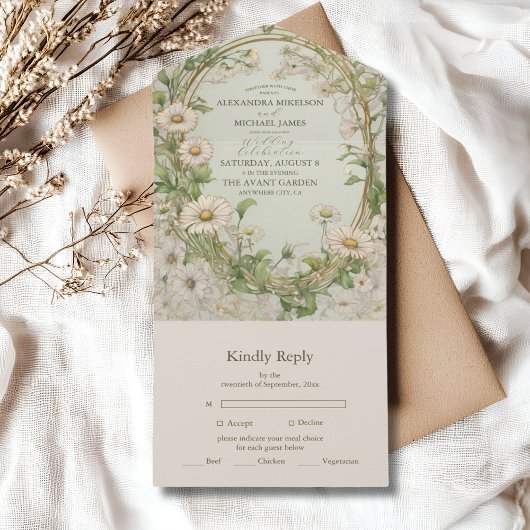 Invitation Tout En Un Marguerite Daisy Dusty Mariage