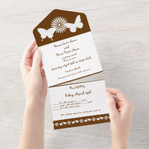 Invitation Tout En Un Marguerites et Papillons au Chocolat