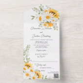Invitation Tout En Un Marguerites et tournesols sur le code QR blanc (À l'intérieur)