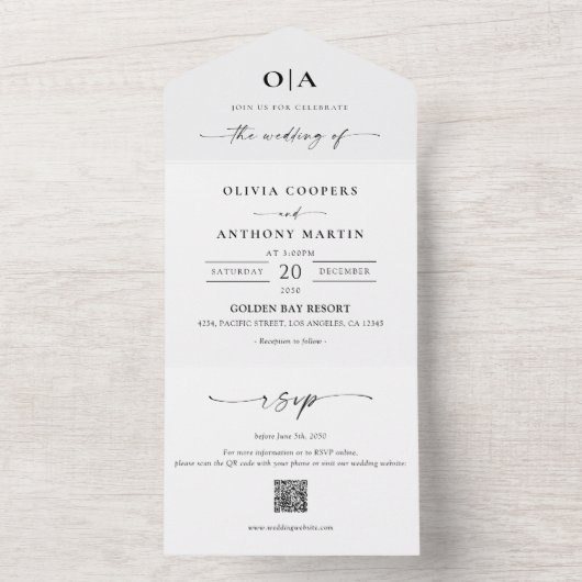Invitation tout en un mariage (À l'intérieur)