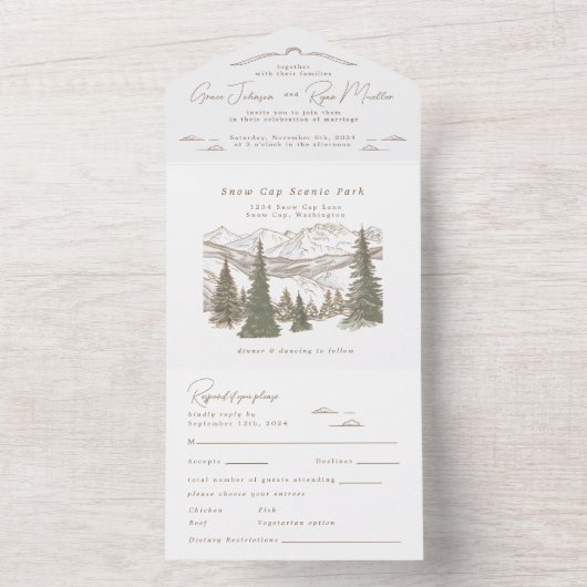 Invitation tout en un mariage (À l'intérieur)