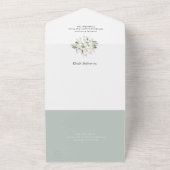 Invitation Tout En Un mariage à cadre fleuri eucalyptus (Dehors)