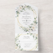 Invitation Tout En Un mariage à cadre fleuri eucalyptus (À l'intérieur)