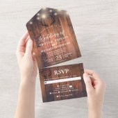 Invitation Tout En Un Mariage à cordes d'aimante en bois rustique (Déchirure)