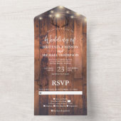 Invitation Tout En Un Mariage à cordes d'aimante en bois rustique (À l'intérieur)