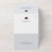 Invitation Tout En Un mariage à fleurs bordeaux bleu poussiéreux (Dehors)