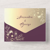 Invitation Tout En Un Mariage à la calligraphie dorée romantique (Verso)