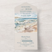 Invitation Tout En Un Mariage à la plage d'océan d'été à l'aquarelle (À l'intérieur)