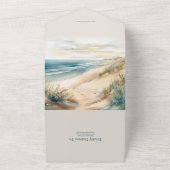 Invitation Tout En Un Mariage à la plage d'océan d'été à l'aquarelle (Dehors)