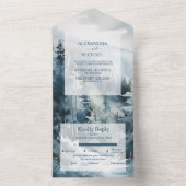 Invitation Tout En Un Mariage à l'aquarelle rustique avec un pin (À l'intérieur)